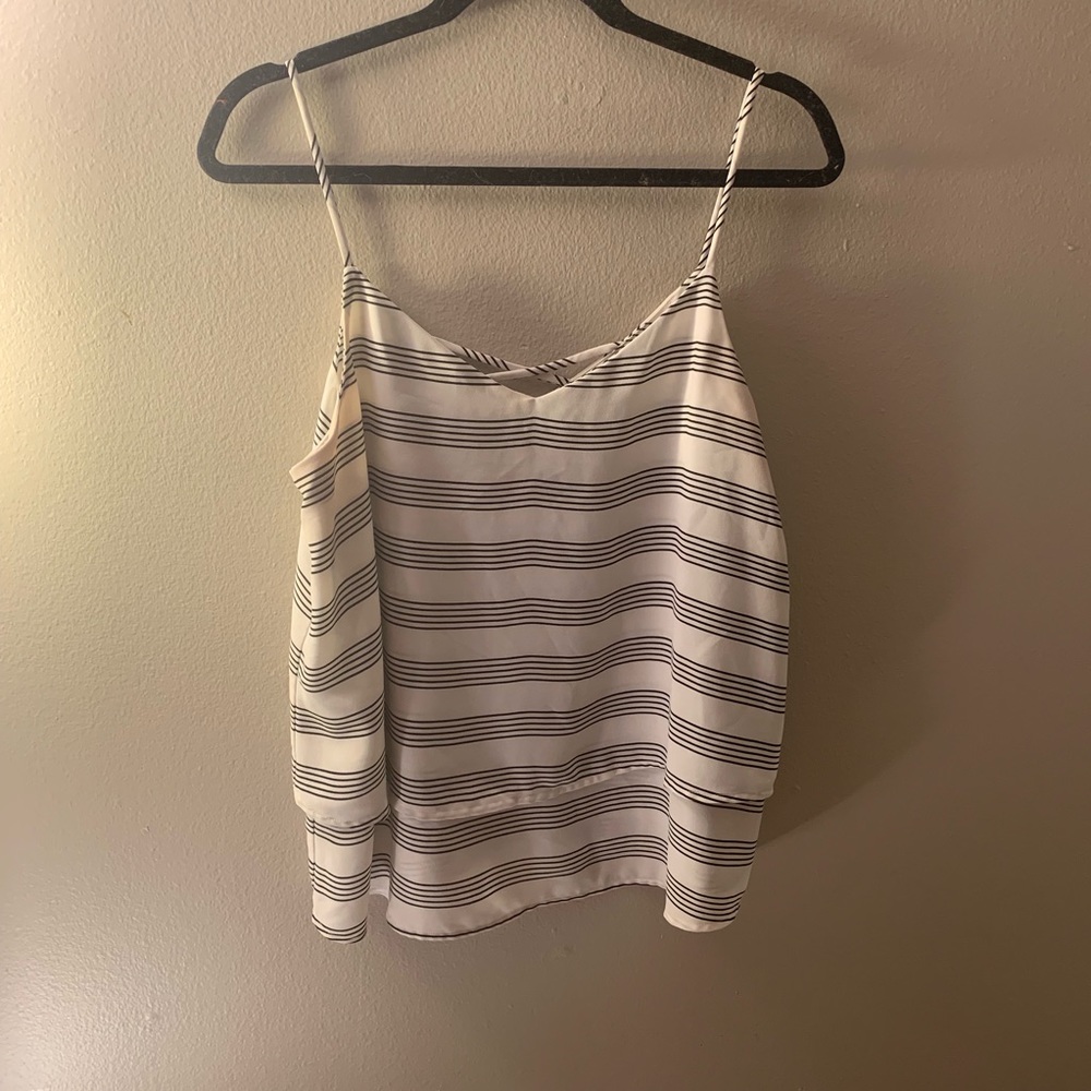 White and Black Striped Dressy Tank Top